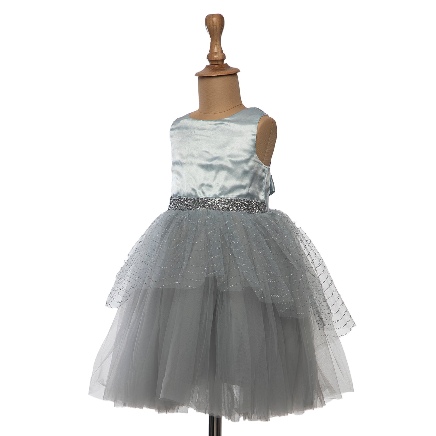 Light Silverish Grey / Blue Sparkling Dress - Fathers Day , School Graduation , Flower Girls , Weddings, Birthdays , Photoshoots