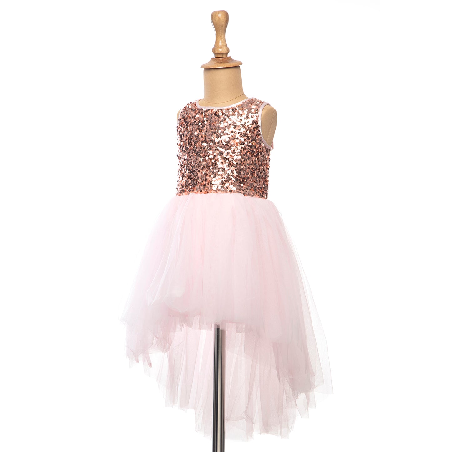 Pink First Birthday Party Dress | Glitters Sequin Baby Girl Dress | Hi Low Style
