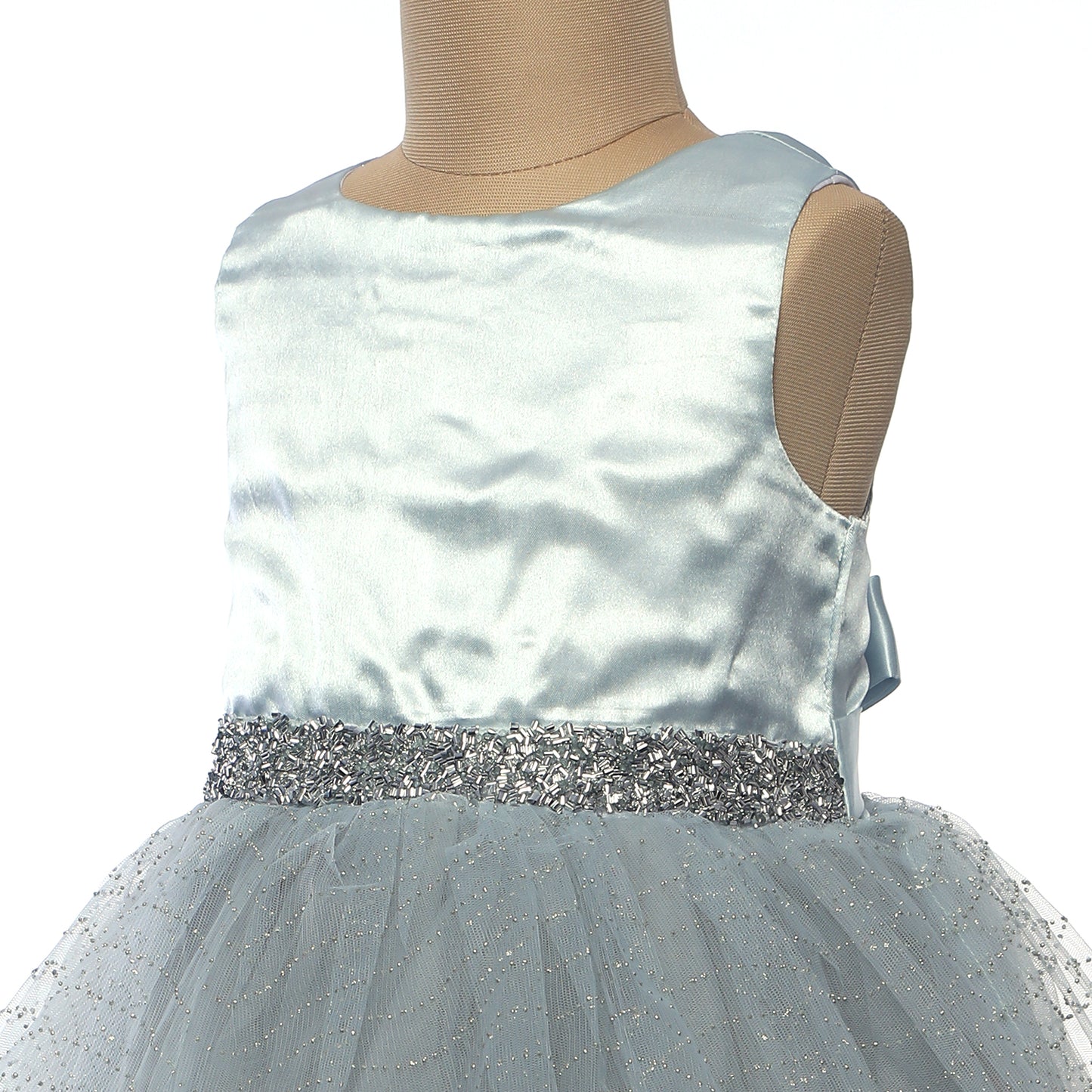 Light Silverish Grey / Blue Sparkling Dress - Fathers Day , School Graduation , Flower Girls , Weddings, Birthdays , Photoshoots