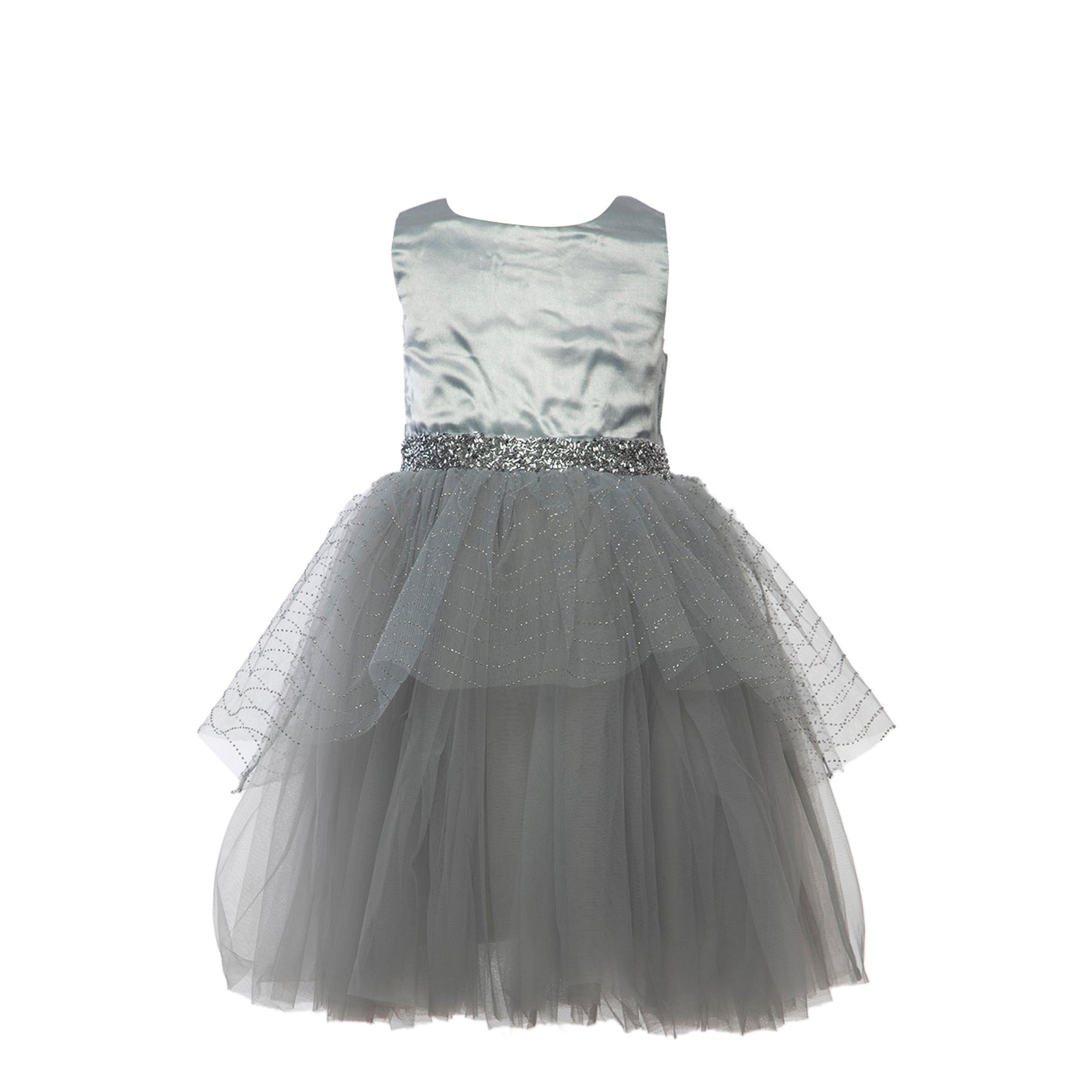 Light Silverish Grey / Blue Sparkling Dress - Fathers Day , School Graduation , Flower Girls , Weddings, Birthdays , Photoshoots