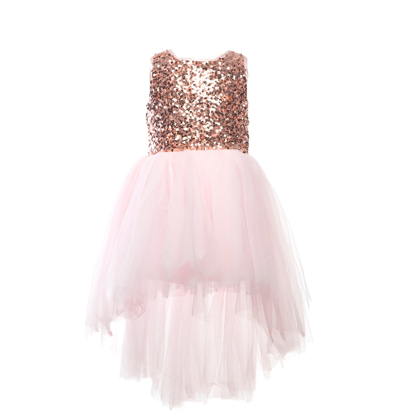 Pink First Birthday Party Dress | Glitters Sequin Baby Girl Dress | Hi Low Style