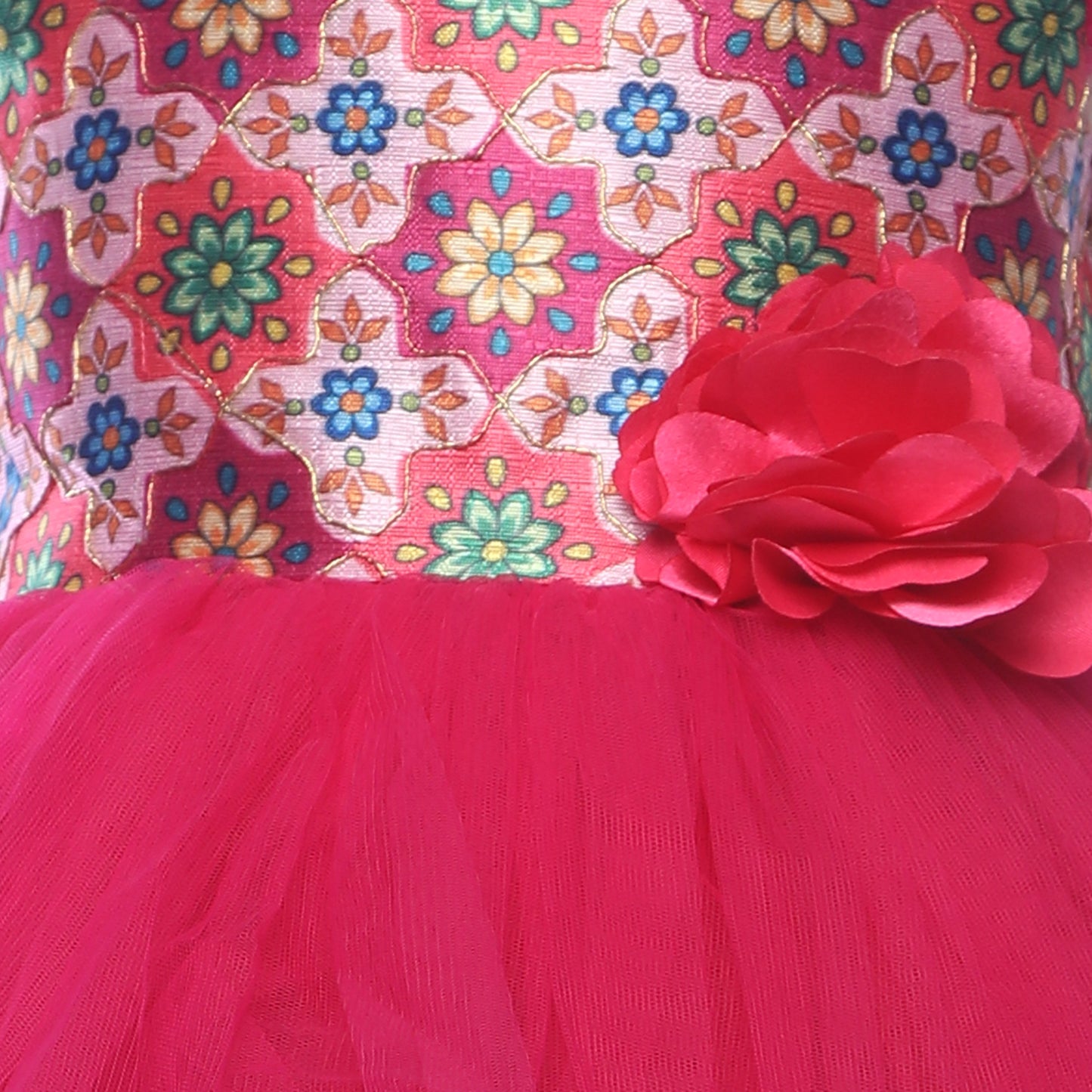 Fuchsia Pink Dress(Print) - Birthday Party , Flower Girl , LOL Doll Party