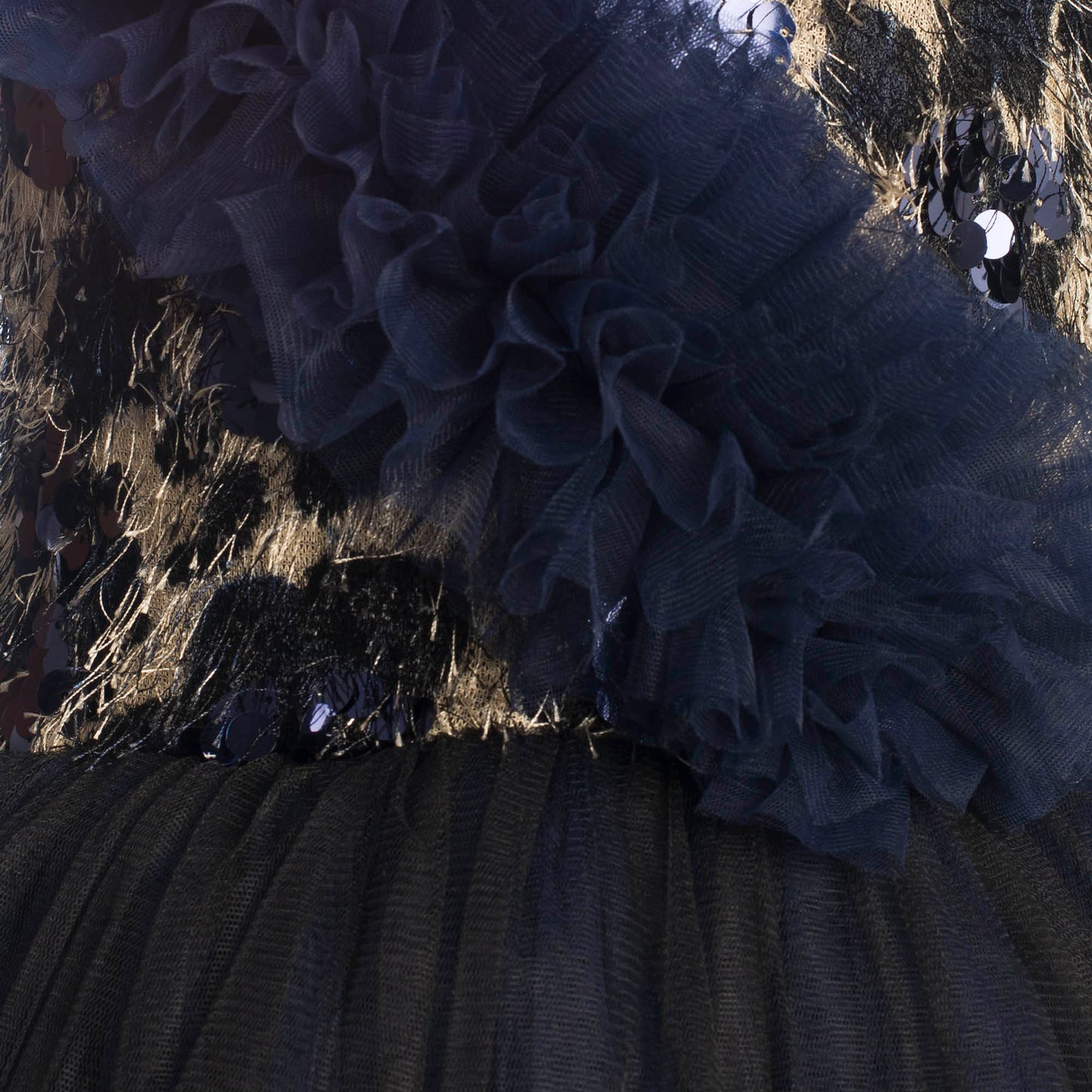 Navy Blue Sash High Low Style Princess Dress