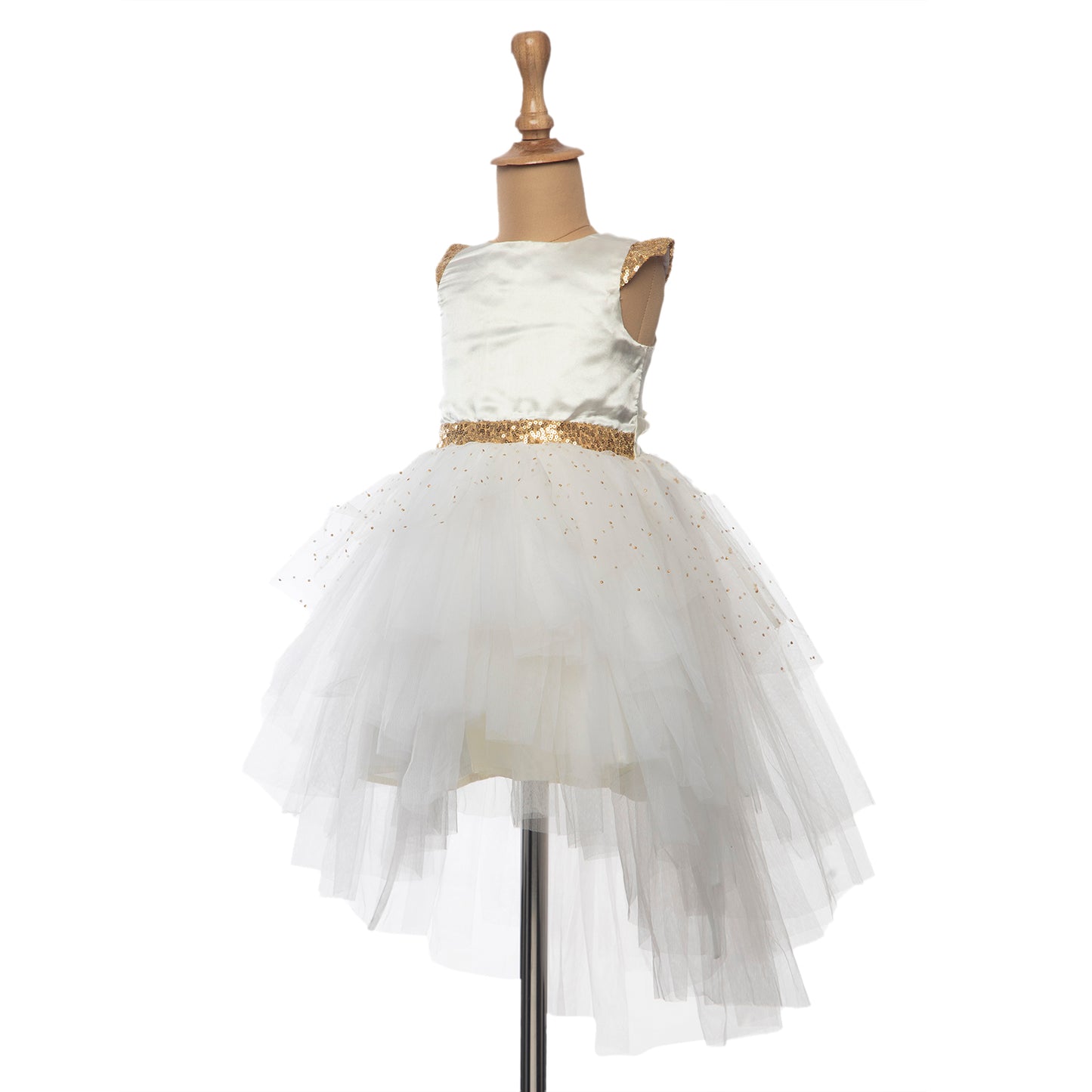 Golden Pearl White Baptism Communion Dress