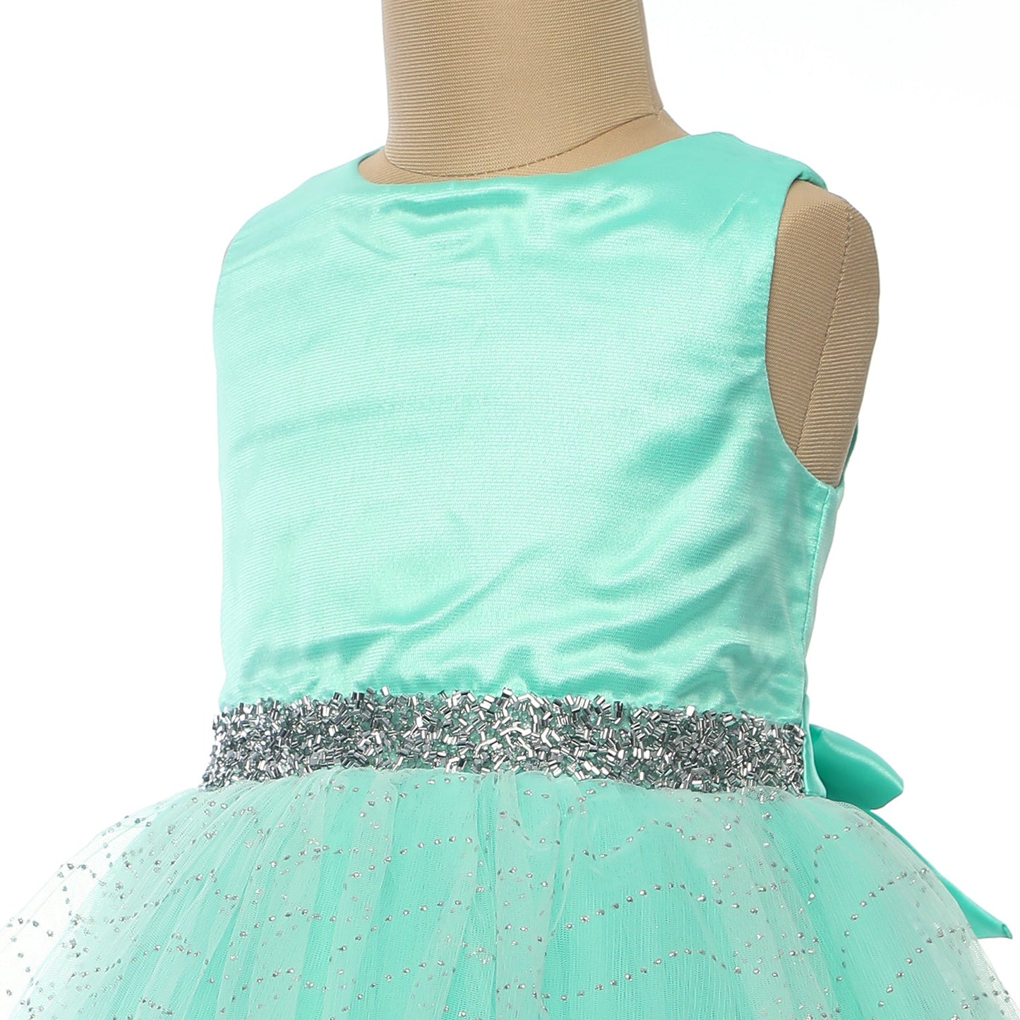 Light Green Glitters Dress (Wave Pattern Glitter) - Ideal for weddings flower girls