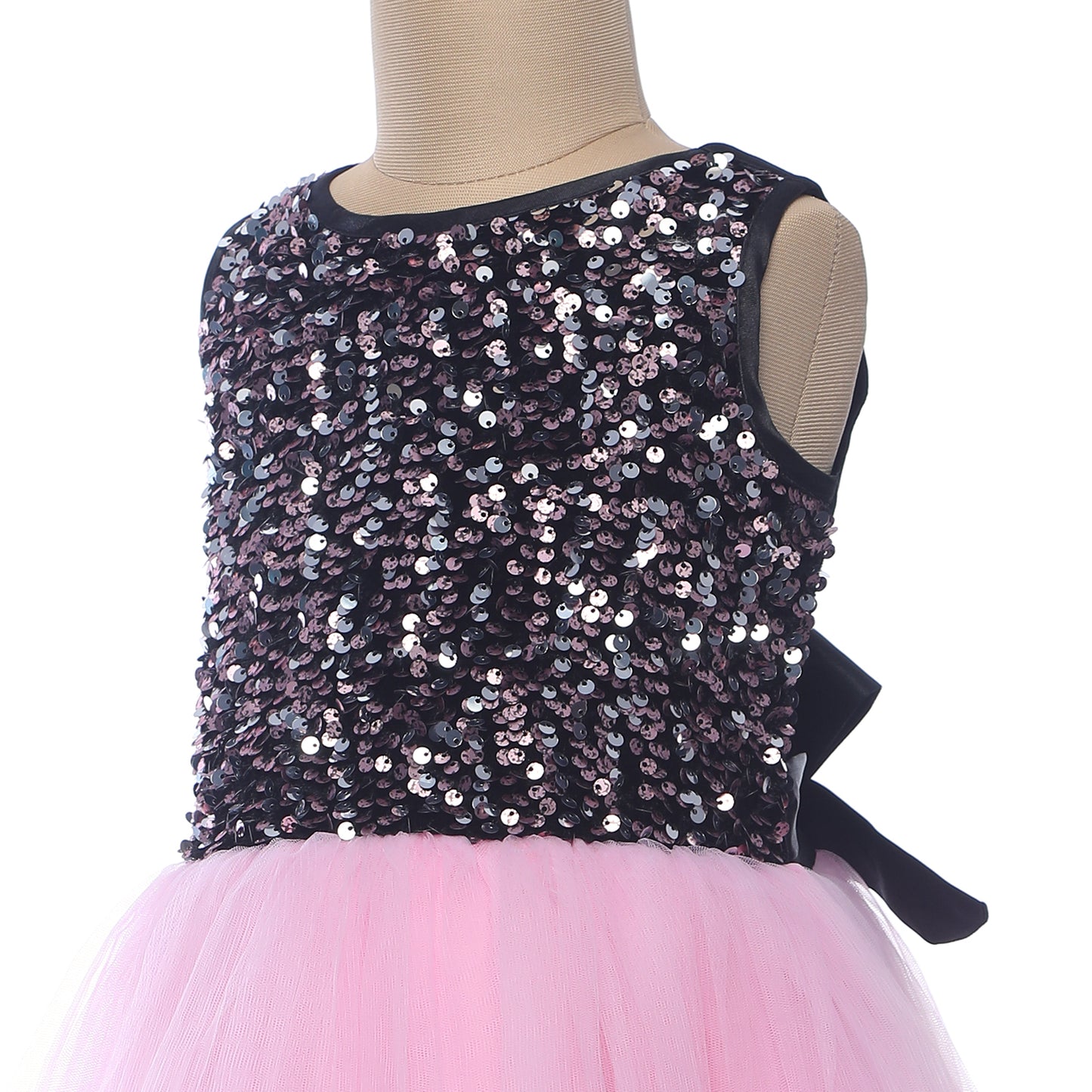 Black & Pink Glitter Dress - Perfect for Birthday Parties, Weddings Flower Girls