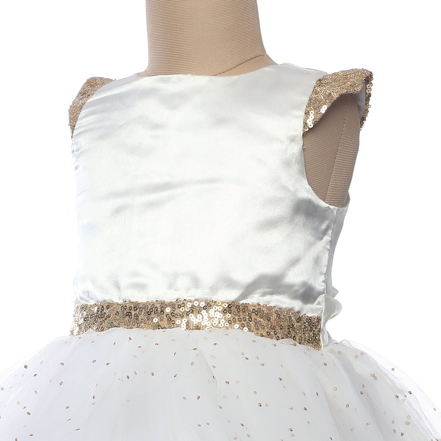 Golden Pearl White Baptism Communion Dress