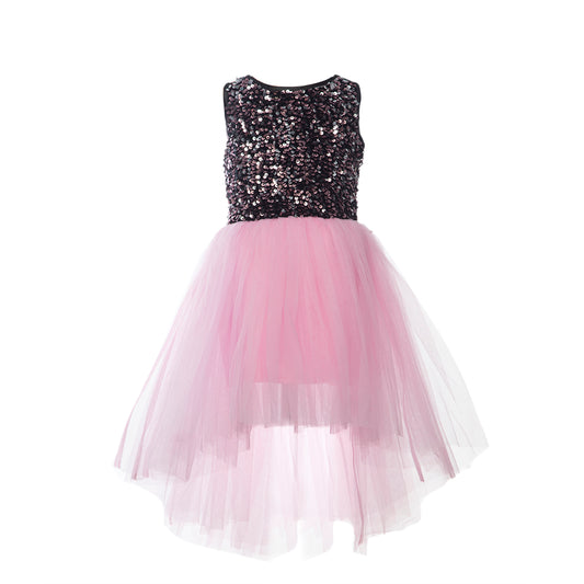 Black & Pink Glitter Dress - Perfect for Birthday Parties, Weddings Flower Girls