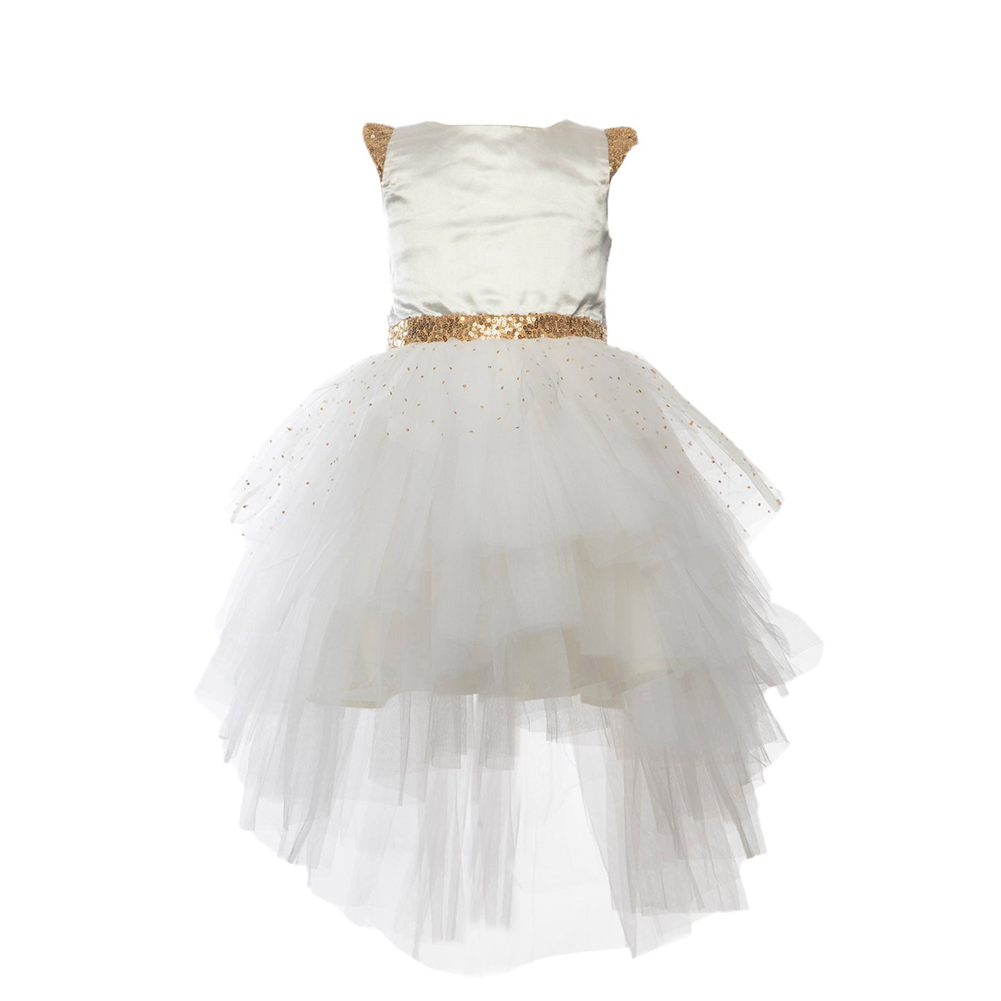 Golden Pearl White Baptism Communion Dress