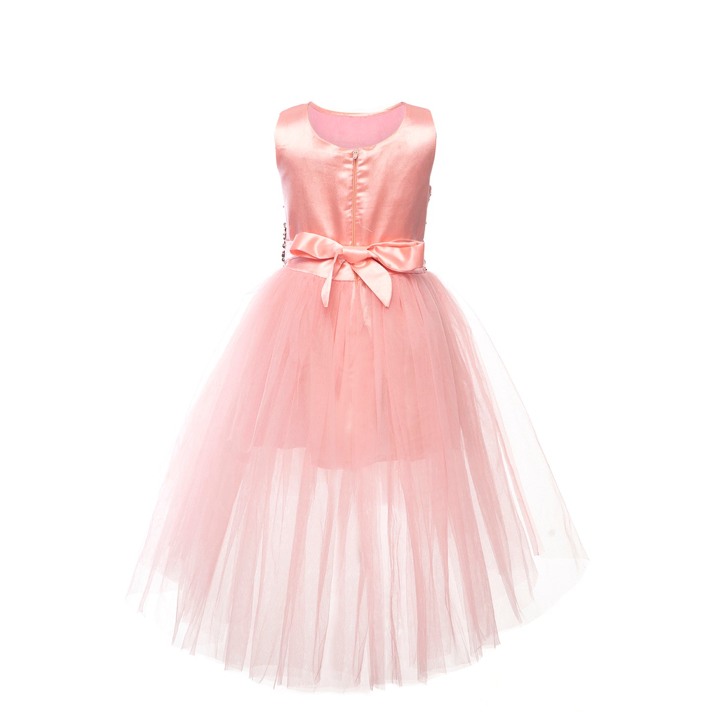 Peach Pink Glitter High Low Style Dress. Perfect for Birthday Parties.