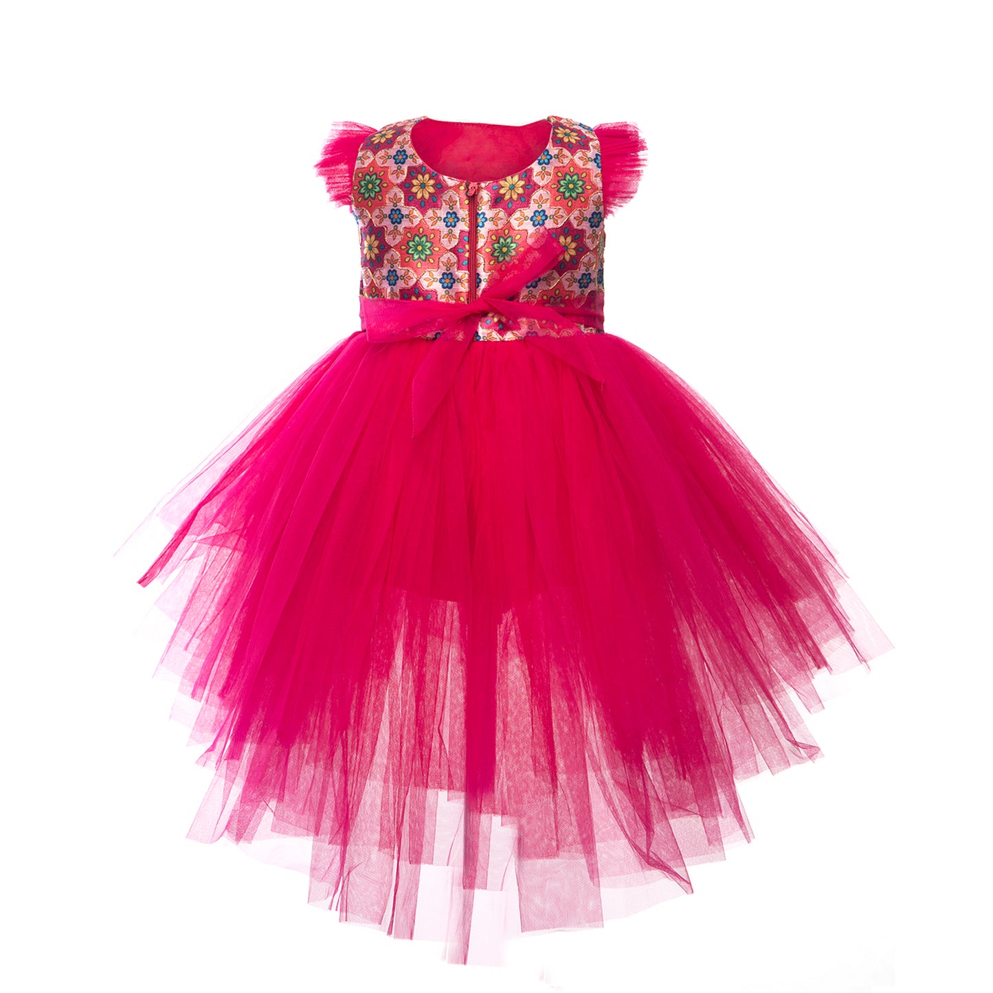 Fuchsia Pink Dress(Print) - Birthday Party , Flower Girl , LOL Doll Party