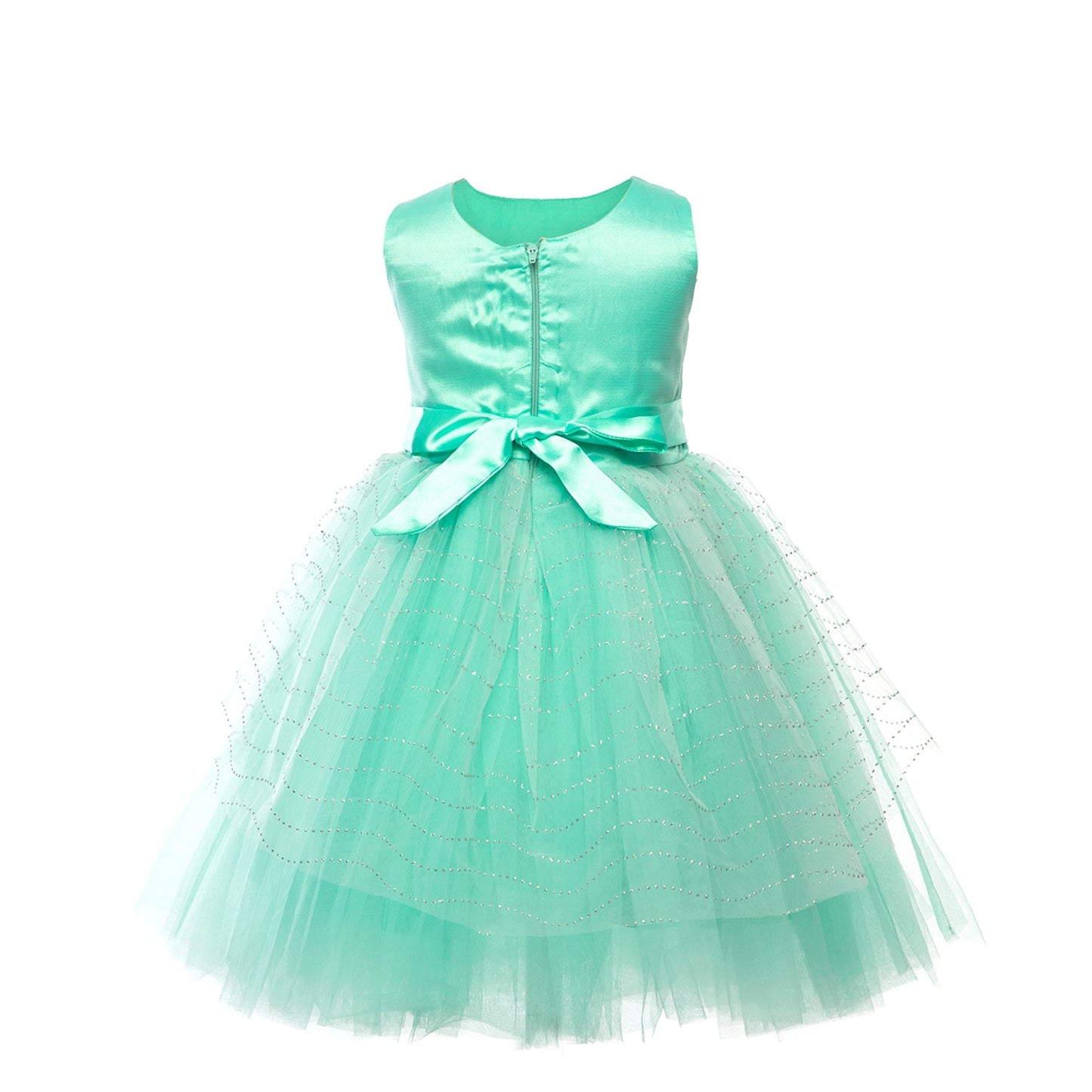 Light Green Glitters Dress (Wave Pattern Glitter) - Ideal for weddings flower girls