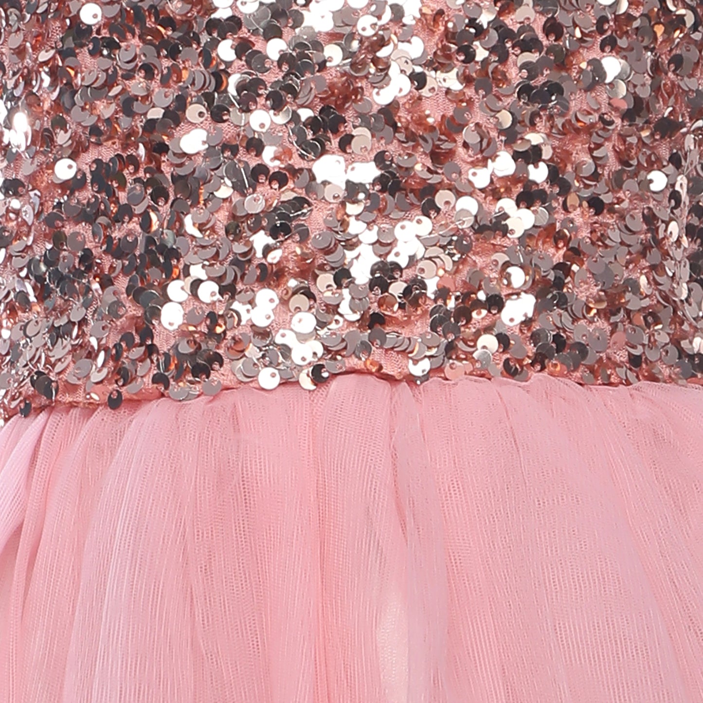 Peach Pink Glitter High Low Style Dress. Perfect for Birthday Parties.
